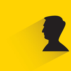 silhouette man face with drop shadow on yellow background