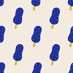 Seamless vector ice cream pattern. Food repeat background for fabric, textile, wrapping, cover etc.