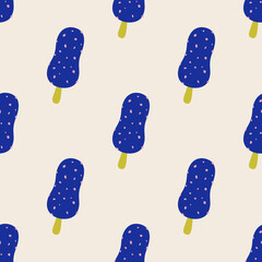 Seamless vector ice cream pattern. Food repeat background for fabric, textile, wrapping, cover etc.