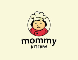 Homemade kitchen logo with cute mom character