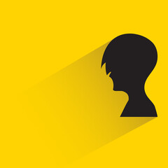 silhouette woman face with drop shadow on yellow background