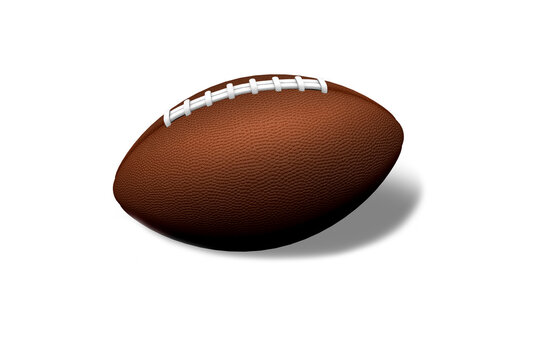 Leather American football ball mockup isolated on white background.3d rendering.