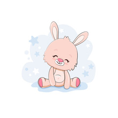 Fototapeta premium Cute cartoon bunny isolated on a white background