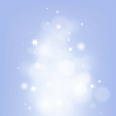 Blue Snowy Bokeh background with mini star in dreamy winter time