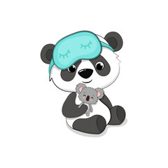 Сute cartoon panda. Baby animal concept illustration for nursery, character for children.