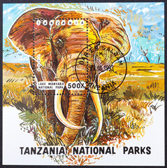 TANZANIA - CIRCA 1994: A stamp printed in Tanzania shows an elephant, circa 1994.