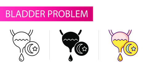 Desire to empty at night. Line icon concept