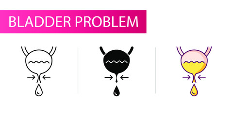 Obstruction of urine. Line icon concept