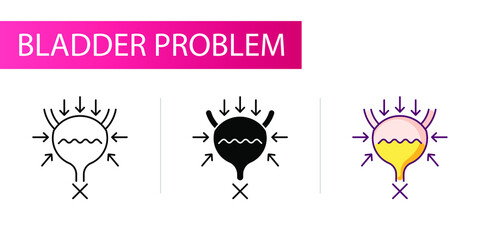 Non-withdrawal of urine. Line icon concept