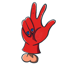 hand peace sign on a white background, illustration
