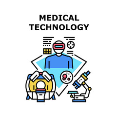 Medical Technology Vector Icon Concept. Mri And Microscope Medical Technology For Examining And Diagnostic Patient Health. Hospital Modern Electronic Exam Equipment Color Illustration