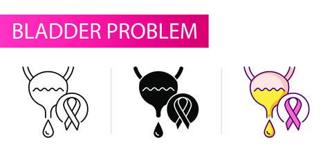 Bladder cancer. Line icon concept