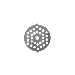 Metal grinding plate for meat grinder isolated on white