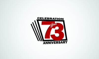 73 year anniversary celebration, book design style black and red color for event, birthday, gift card, poster-vector
