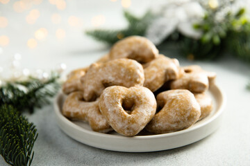 Traditional Homemade German gingerbread with sugar glaze