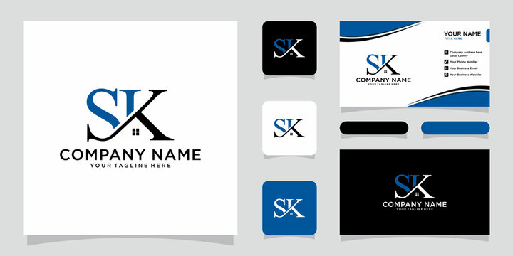 Initial letter logo SK company name with business card design
