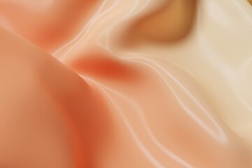 Fototapeta premium Realistic draped cloth with beige texture pastel background 3d illustration