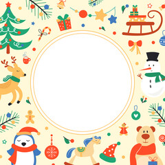 Obraz premium Set of New Year and Christmas elements. Template for design. Vector illustration.