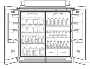 Refrigerator supply charts concept line vector illustration