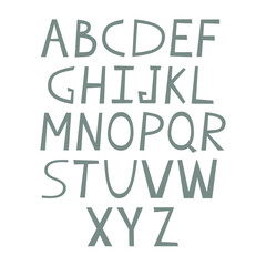 English alphabet set from A to Z hand drawn illustrations. Cute letters in doodle style.