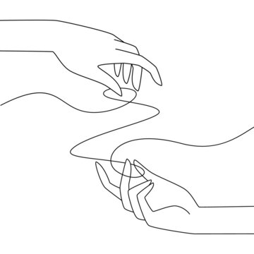 recommend clip art: Hands holding wavy thread yarn linear illustration