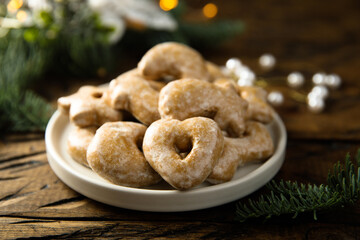 Traditional Homemade German gingerbread with sugar glaze