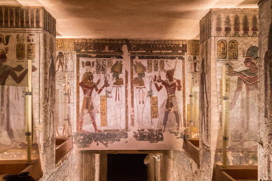 amazing hieroglyphics inside the tombs of pharaons in luxor, egypt