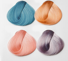 Set hair tints colors palette on white background