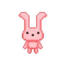 Pixel Illustration of cute rabbit