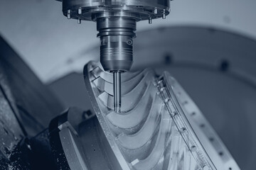 CNC precision metalworking machine Process of manufacturing turbine blades for pump aircraft....