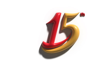 15th Years Anniversary Celebration 3d Render.