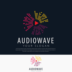 Fototapeta na wymiar Music sound wave symbol icon design equalizer play icon music flare illustration design template