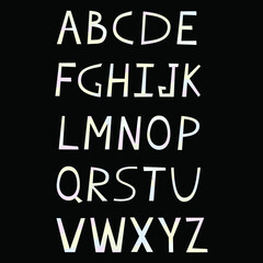 English alphabet pastel set from A to Z hand drawn illustrations. Cute letters in doodle style.