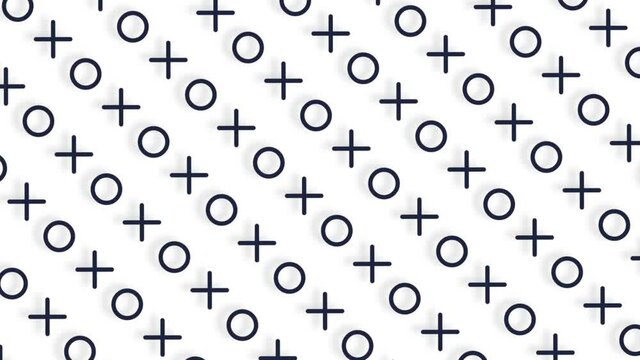 Minimal motion 3d art. Text Xo-Xo abstract seamless animation pattern 4k video. Black and white colors