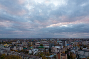 Blue clouds at the sunset