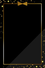 Obraz premium 高級感のあるリボンとキラキラ背景 縦位置 ブラック＆ゴールド