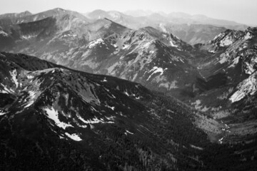 black and white mountains