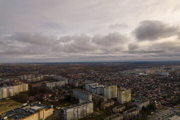 Naklejka premium Clouds in city landscape