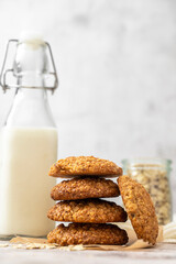 Homemade oat cookies, healthy sweet dessert, bright background