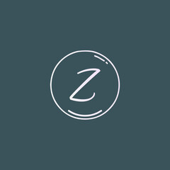 Creative initial letter Z handwriting logo with circle hand drawn template vector