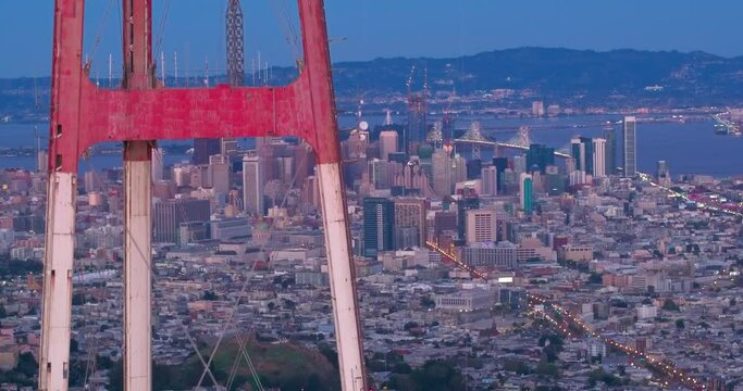 aerial Shot of san francisco skyline and sutro tower