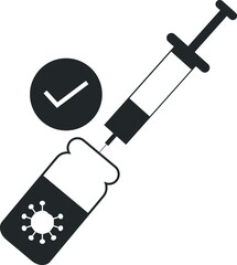 Covid 19 vaccination complete icon, corona vaccination has done vector 