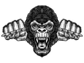 Gorilla Fist Vintage Illustration