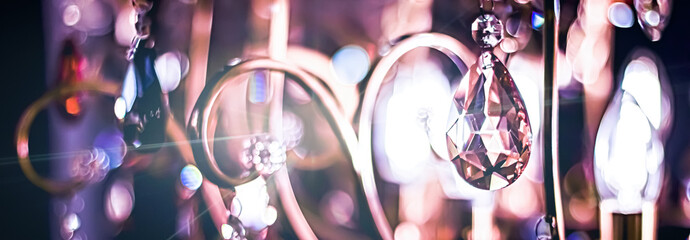 Crystal glass chandelier as home decor, interior design and luxury furniture detail, holiday...