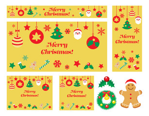 クリスマスのフレームデザインのセット