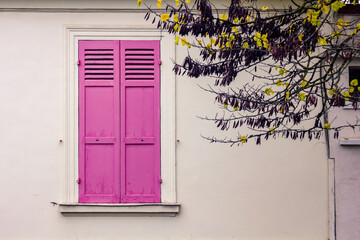 pink window shutters