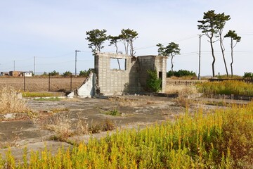 Sendai City, Miyagi Prefecture Japan, November 2021.
Remains of the earthquake: Arahama district...