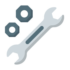 Open End Wrench with pair of bolt Concept Vector Color Icon Design, Motor Vehicle Service and automobile repair shop Symbol, Lorry spare parts Sign,  automotive technician equipment stock illustration
