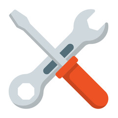 Open end Wrenches and Slotted Screwdriver hand tool Concept Vector Color Icon Design, Motor Vehicle Service and automobile repair shop Symbol, Lorry spare parts Sign,  automotive technician equipment 
