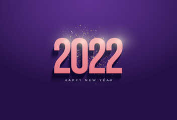 Happy New Year 2022 With Embossed Shaded Numbers